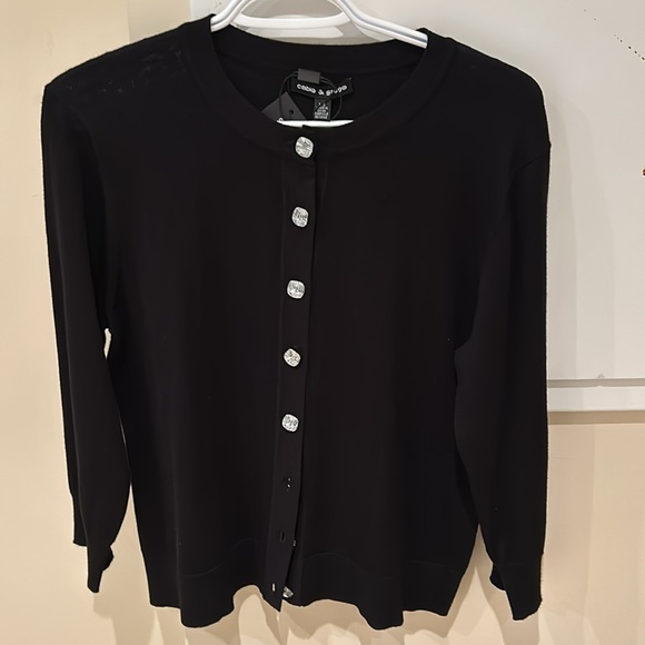 🤩BNWT Black Cardigan With Crystal Buttons - Picture 4 of 6